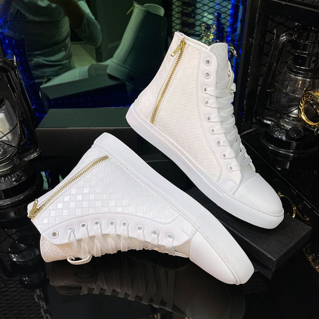 Giày Thể Thao Nam Cổ Cao Da Poly Synthetic Cao Cấp Thiết Kế Vân Caro Độc Đáo LC31 | BigBuy360 - bigbuy360.vn