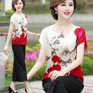 Set bộ áo luôn quần lụa mịn mát big size quà tặng cho mẹ cô dì chị vải lụa cao cấp