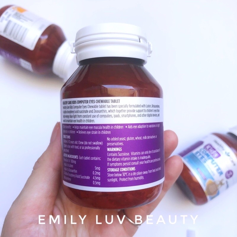 Viên nhai bổ sung Kẽm Healthy Care Zinc + Vitamin C cho bé 2 tuổi +