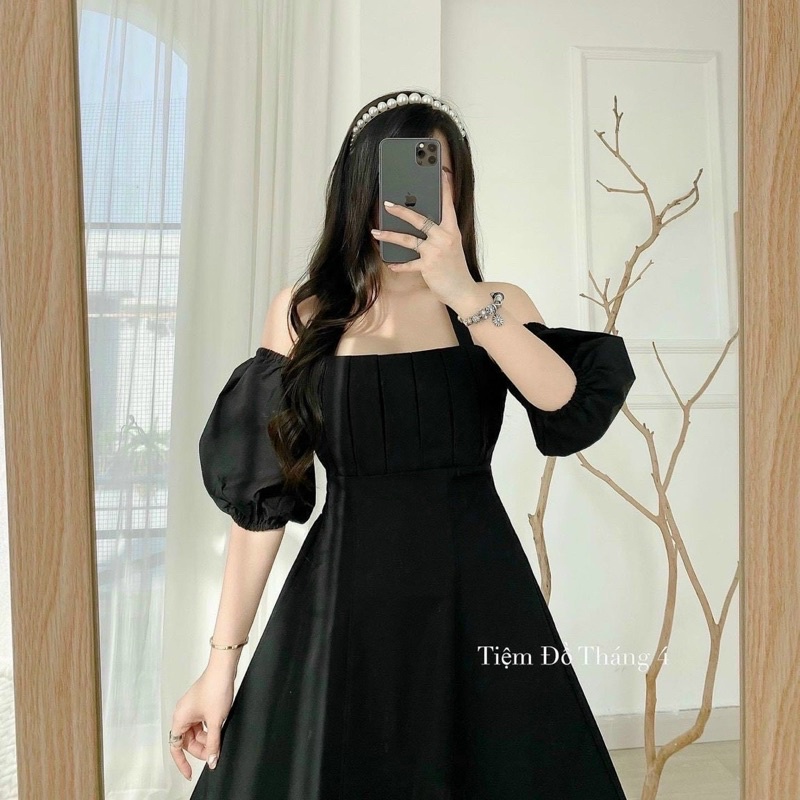 Đầm tay phồng xếp li