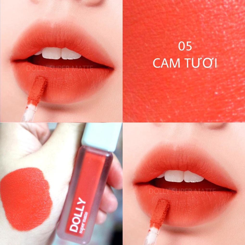 [05 Cam Tươi] Son Kem Lì Dolly Super Matte Không Chì Màu Cam Tươi Tách Sét | BigBuy360 - bigbuy360.vn