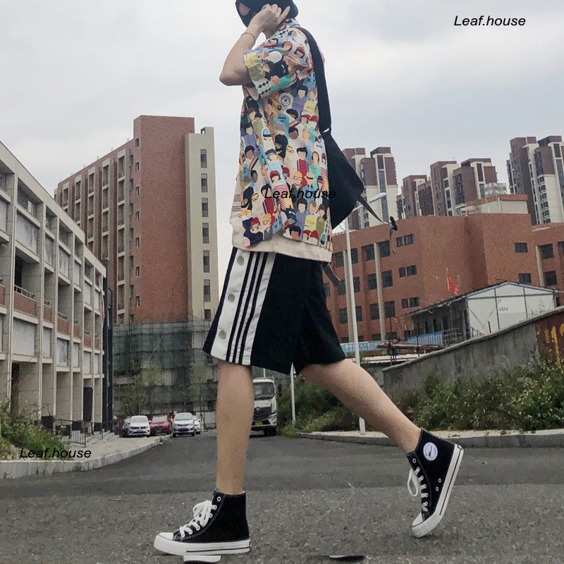 Quần short ống rộng nam nữ  Quần đùi cúc bấm xẻ tà outfits shot nỉ thể thao unisex năng động  QS11