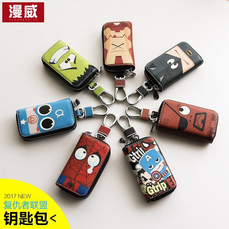 Vỏ Da PU Hình Siêu Anh Hùng Marvel Bảo Vệ Chìa Khóa Xe Hơi