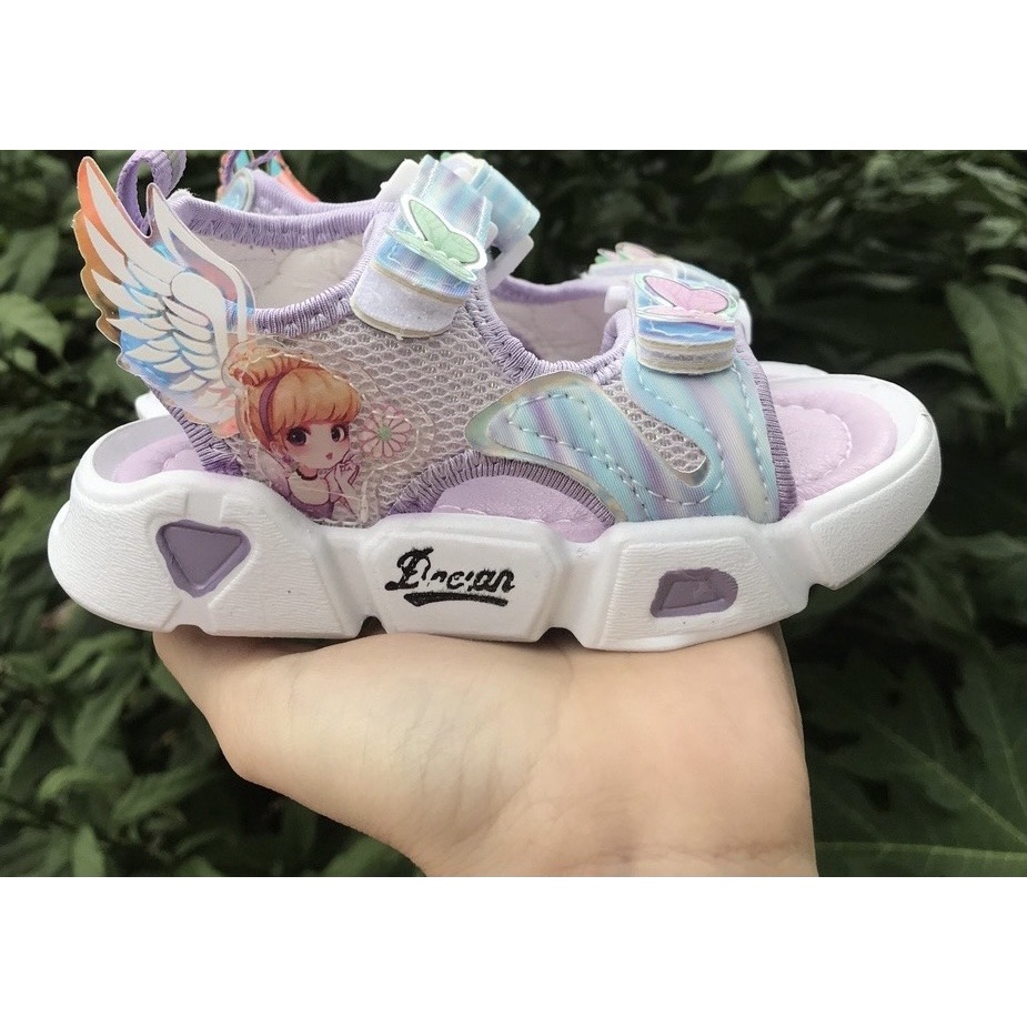 Sandal cho bé gái - dép quai hậu cho bé a02 công chúa cánh tiên siêu nhẹ quai vải thấm mồ hôi (tím, hồng) (sz21-sz30)