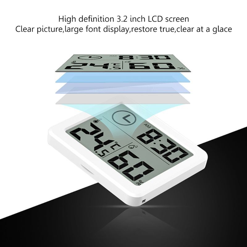 Đồng hồ điện tử đo nhiệt độ và độ ẩm màn hình Lcd 3.2&quot;
