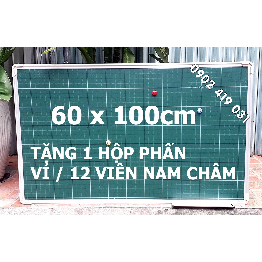 Bảng Từ Xanh Kẻ Ô Ly Tiểu Học ( Tặng Hộp phấn / Nam châm ) KT 60 x 100cm - DQ Board