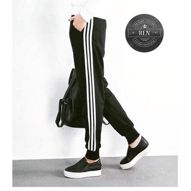 Quần  ôn leggin sọc thể thao nữ