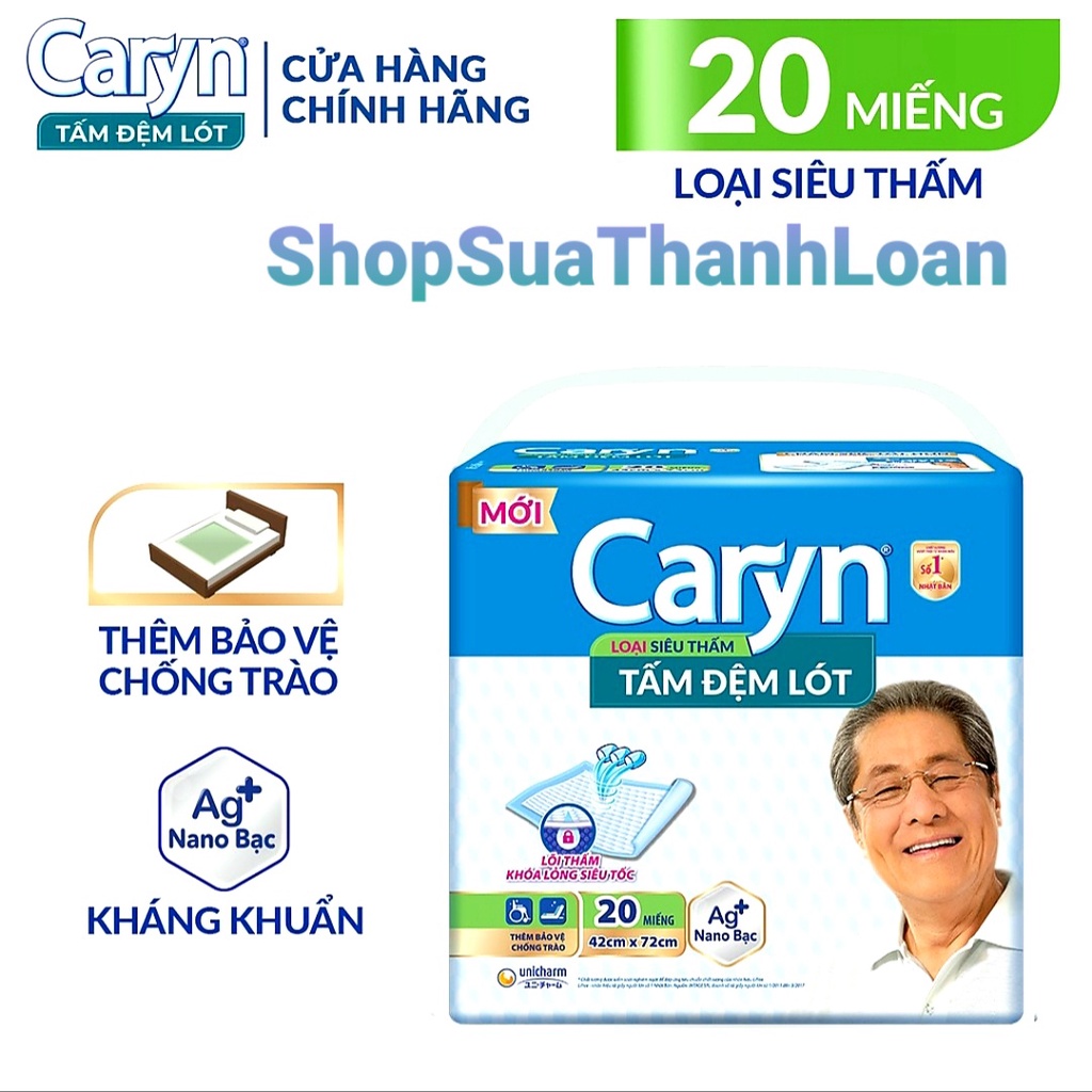 Tấm Đệm Lót Caryn Siêu Thấm 20 Miếng Bảo Vệ Chống Trào