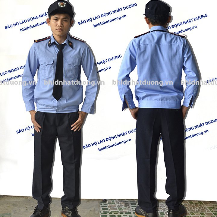 Đồng phục bảo vệ dài tay không logo bảo vê không phụ kiện áo vải si thô BV03- Nsafe