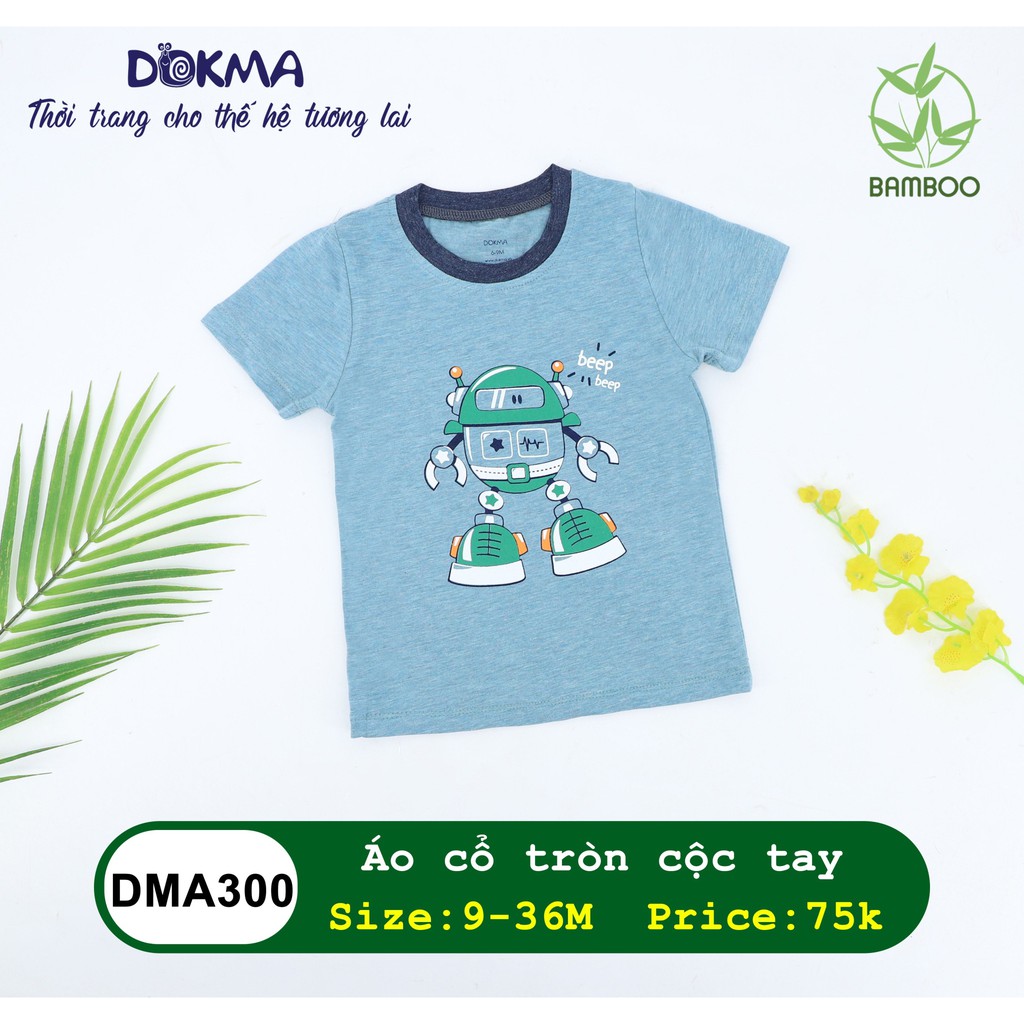 DMA300 Áo cổ tròn cộc tay Dokma vải sợi tre (9-36M)