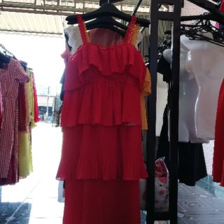 đầm maxi dập ly tầng
