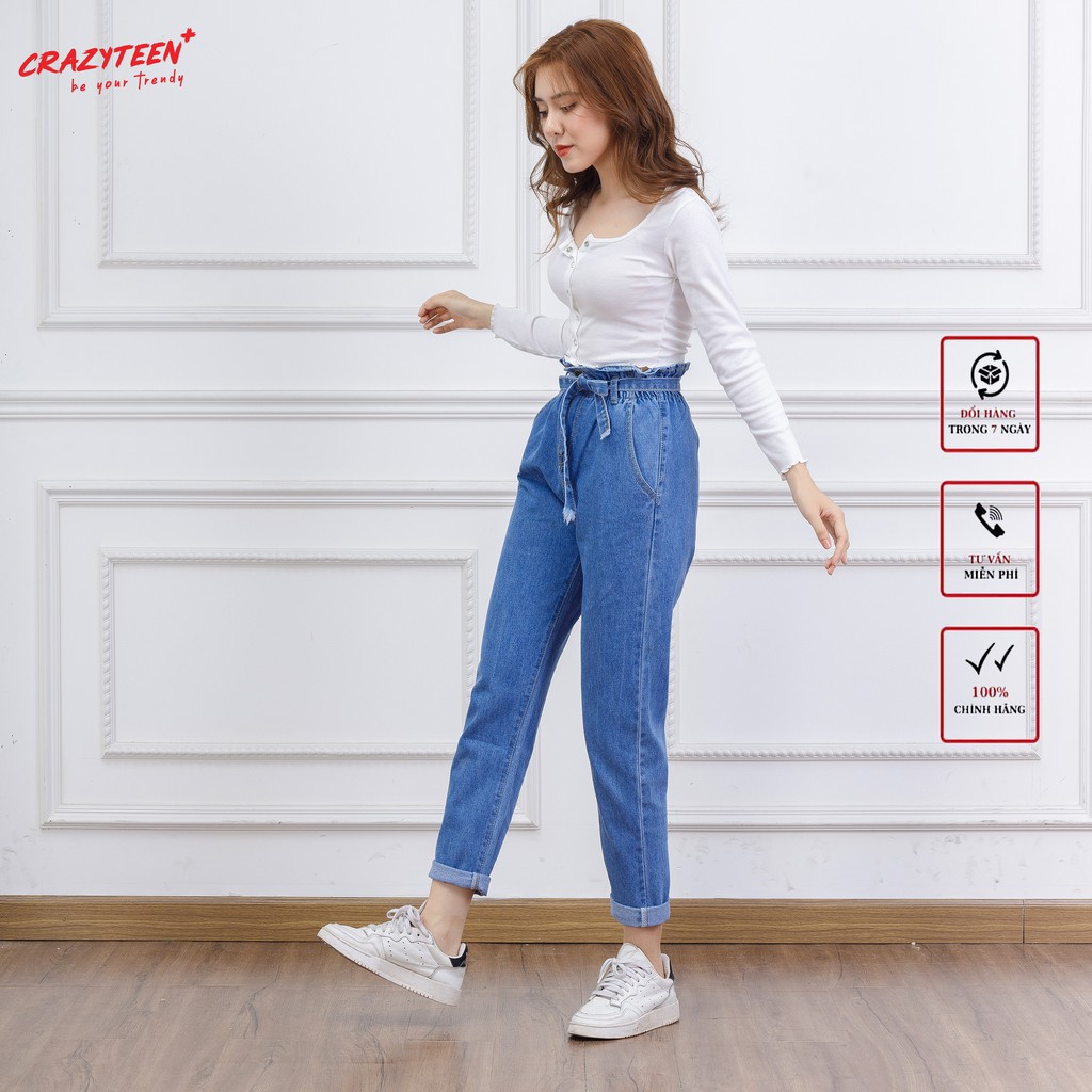 Áo croptop nữ CRAZYTEEN thun dài tay nút bấm AT0104