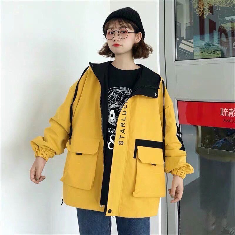 Áo Khoác Kaki Nam Nữ 2 Lớp Có Mũ ♥️ Free Ship ♥️ Áo Kaki Bomber Form Rộng Túi Hộp Vải Mền Đẹp Thời Trang STARMART