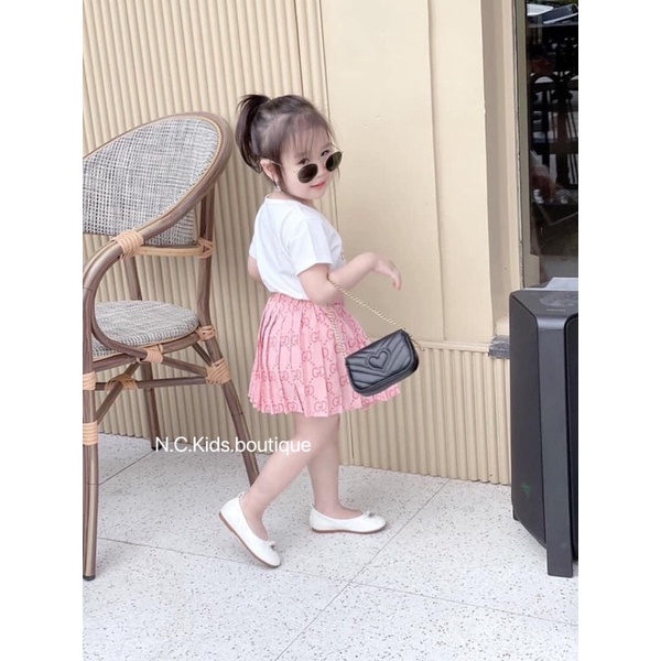 Set bộ bé gái, bộ hè bé gái thỏ chữ thêu 10-20kg siêu xinh