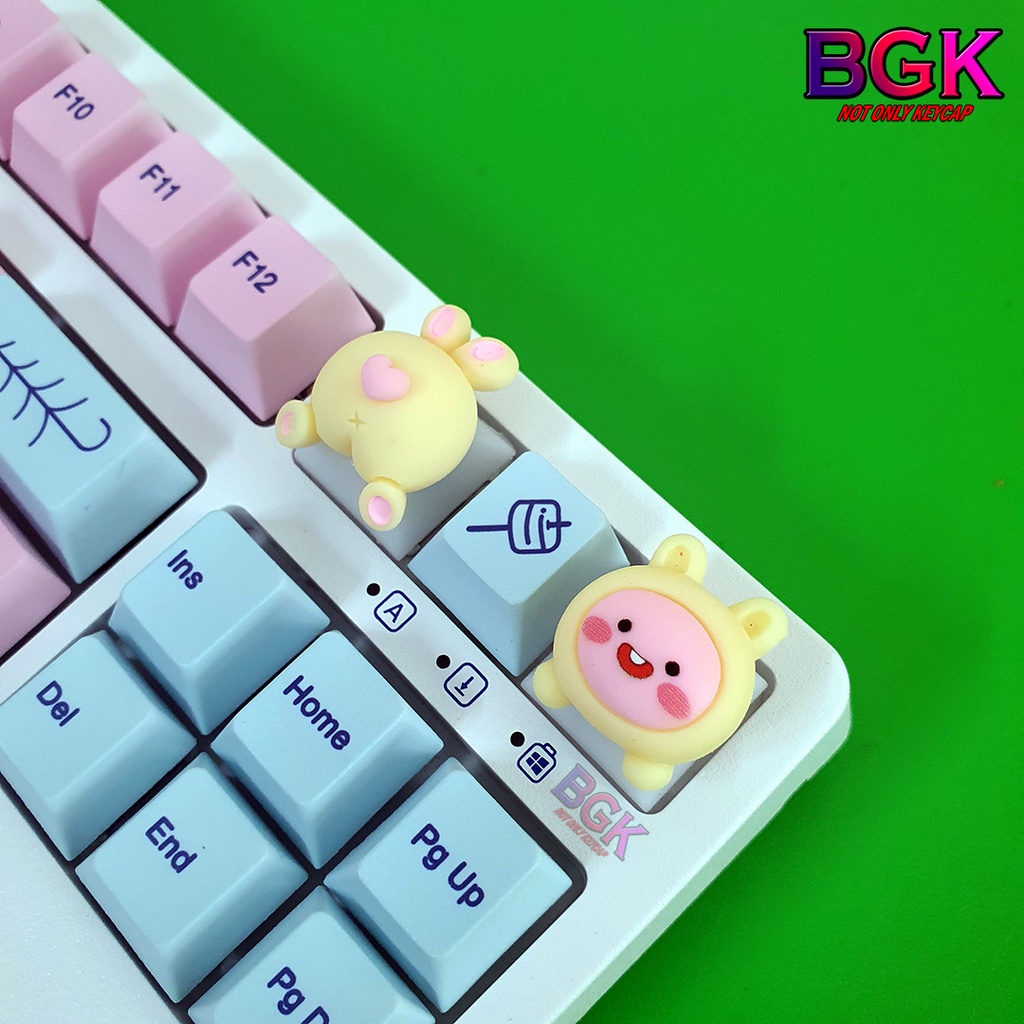 Bộ Keycap 2 Nút Đầu và Mông Thỏ Vàng Cực Kute ( keycap Artisan, keycap phím cơ )