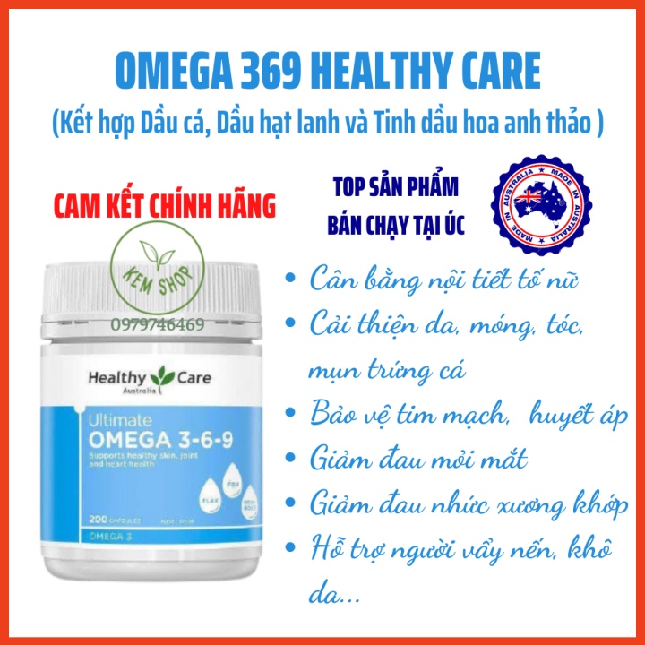 [HÀNG CHÍNH HÃNG] Omega 369 của Healthy Care Úc 200 viên