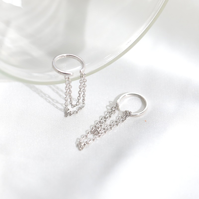 Bông Tai Bạc S925 Ear Cuff Kẹp Vành Khoen C Mắc Xích Trẻ Trung Cá Tính | Khuyên Tai Nữ Trang Sức Bạc Thời Trang