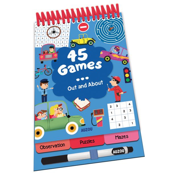 Sách Usborne trò chơi tổng hợp cho bé 6-8 tuổi 45 GAMES... IN THE CAR! (Kèm bút)