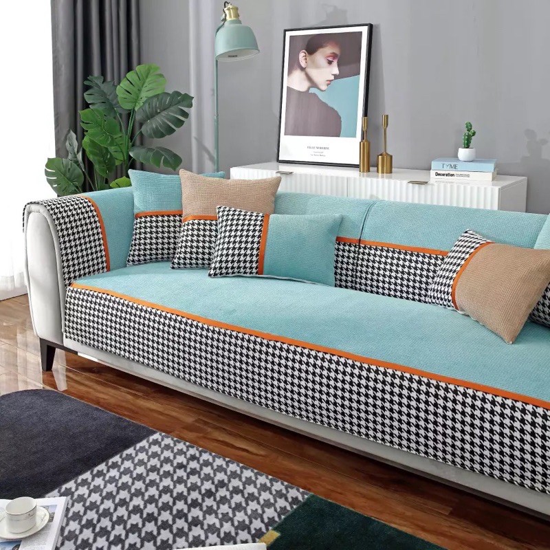 bọc sofa nỉ mềm kẻ 706 size 70*70cm