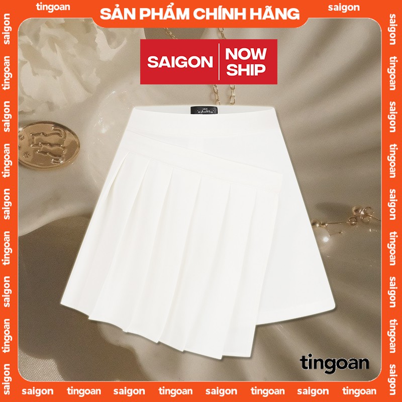 Quần váy lệch vạt xếp ly trắng SNEAKY SKIRT/WH