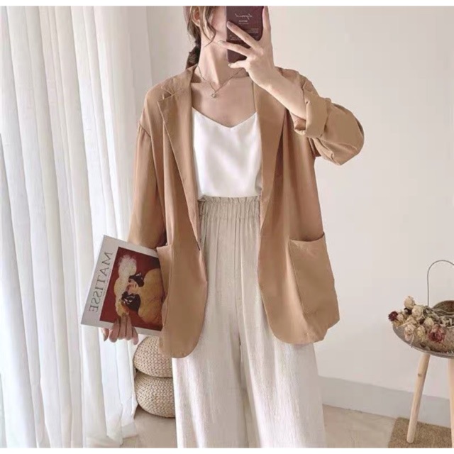 Áo Blazer Trơn Vintage Áo Vest Phong Cách Hàn Quốc Thời Trang Cho Nữ MS1856 | BigBuy360 - bigbuy360.vn