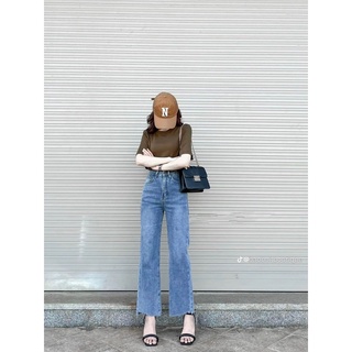 Quần jean cắt gấu ống đứng FANEGU