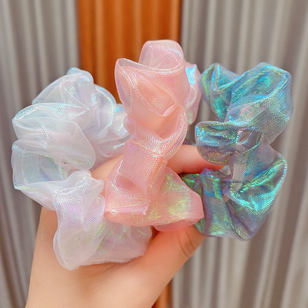 Dây buộc tóc scrunchies vải bóng thời trang Nhật Bản