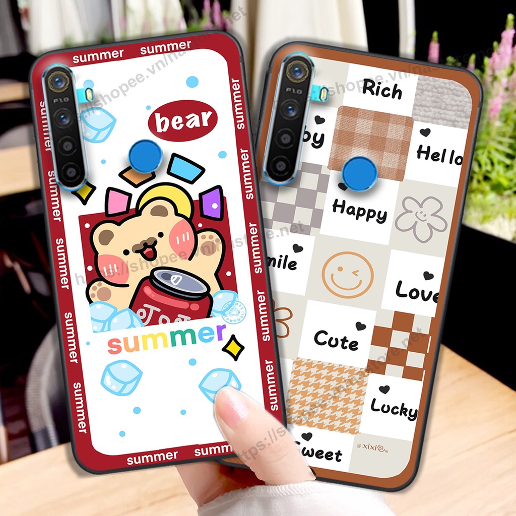Ốp lưng Realme 5 / REALME 5I / Realme Q / REALME 5 Pro / REALME C3 trái tim hình gấu cute cá tính, giá rẻ, cực bền