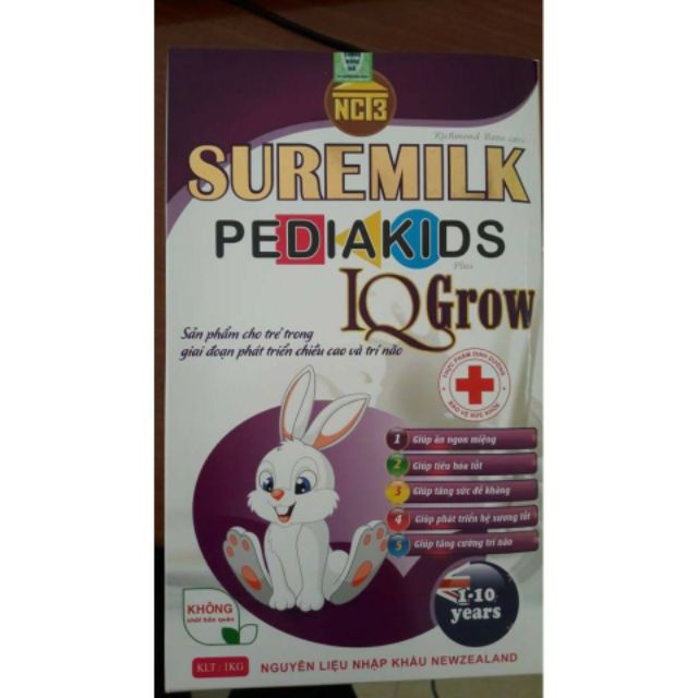 Sữa, sữa TĂNG CÂN 1kg - Suremilk Pediakids IQ Grow - Sữa cho trẻ thấp còi