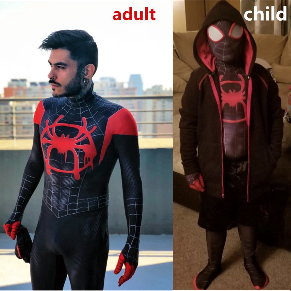 Spider-Man Into The Spider Verse Cosplay Costume Miles Morales 3D Printed Bodysuit Zentai Suit