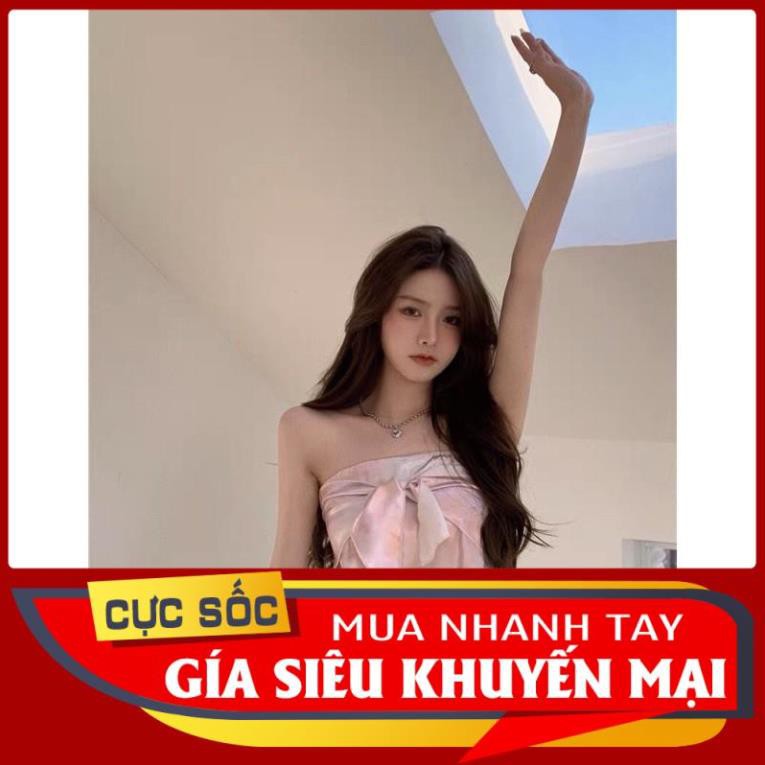 CHÍNH HÃNG 100% ODER ODER áo crotop satin lụa nơ ngắn cúp ngực vạt chéo xéo BAO RE