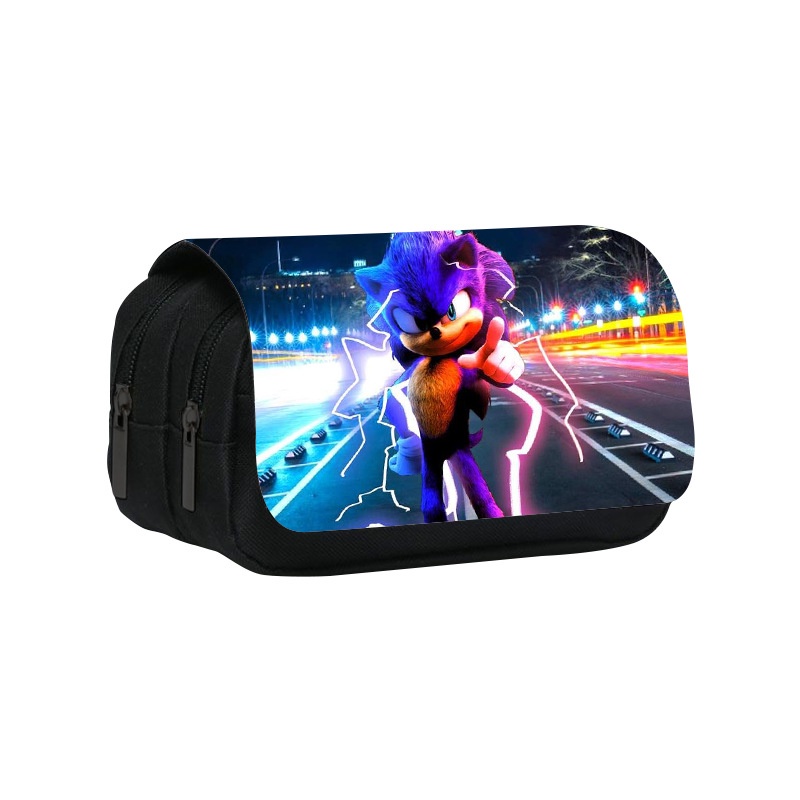 Túi Đựng Bút Hai Lớp Cỡ Lớn In Hoạt Hình Sonic Sonic Dễ Thương Cho Bé