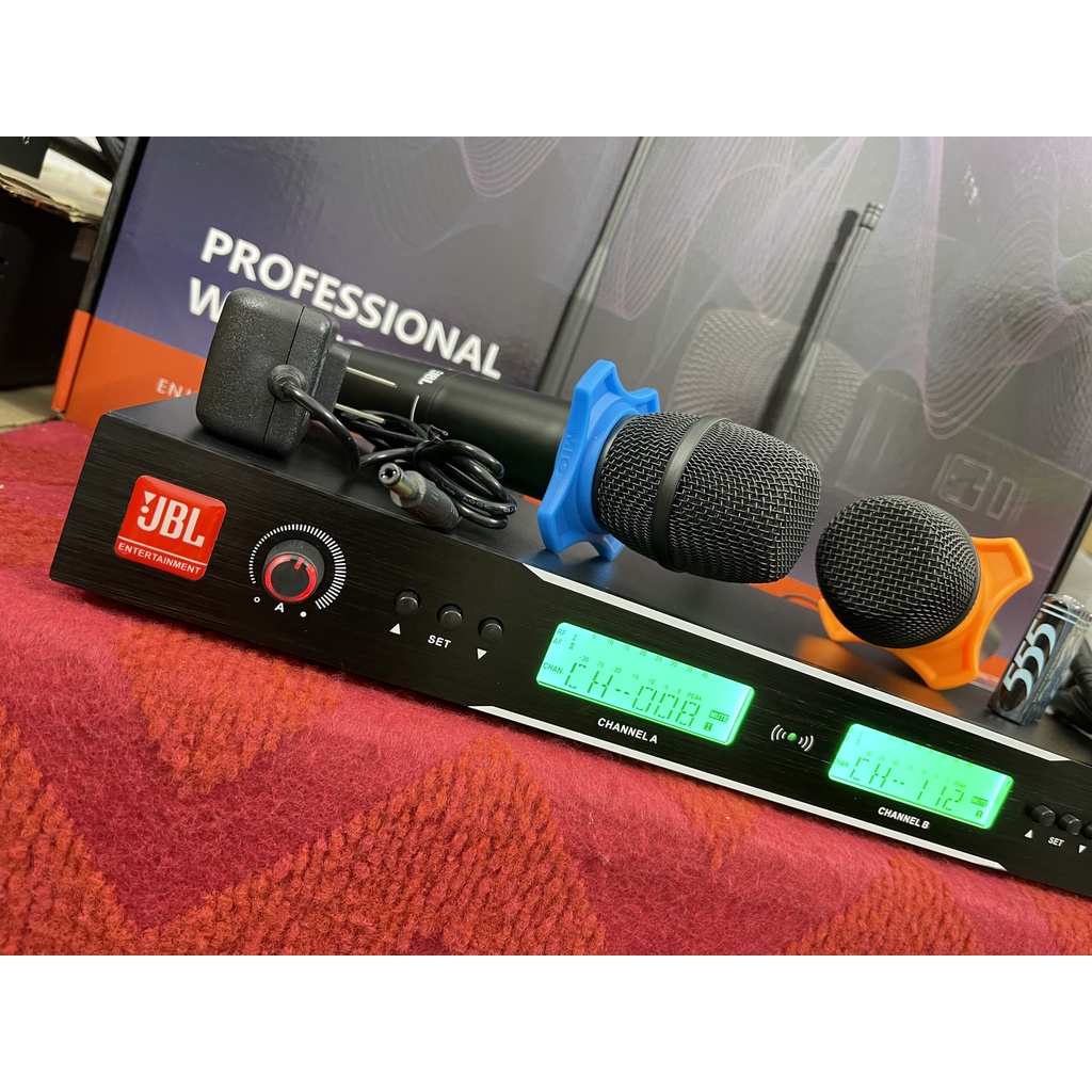 Mic KHÔNG DÂY JBL VM900 Cao Cấp Hát Nhẹ, CHỐNG Hú, Tiết Kiệm Pin, Sóng Khoẻ, Bắt Âm Tốt