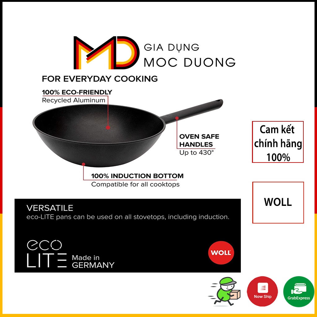 Chảo sâu lòng Woll Eco Lite Wok and stir fry pan size 30cm [HÀNG NỘI ĐỊA ĐỨC]