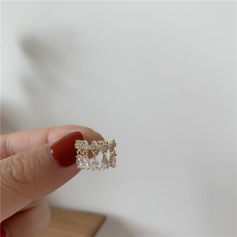 Bông Tai Vương Miện Kim Cương Pha Lê Sang Trọng Phong Cách Hàn Quốc Thời Trang Cho Nữ