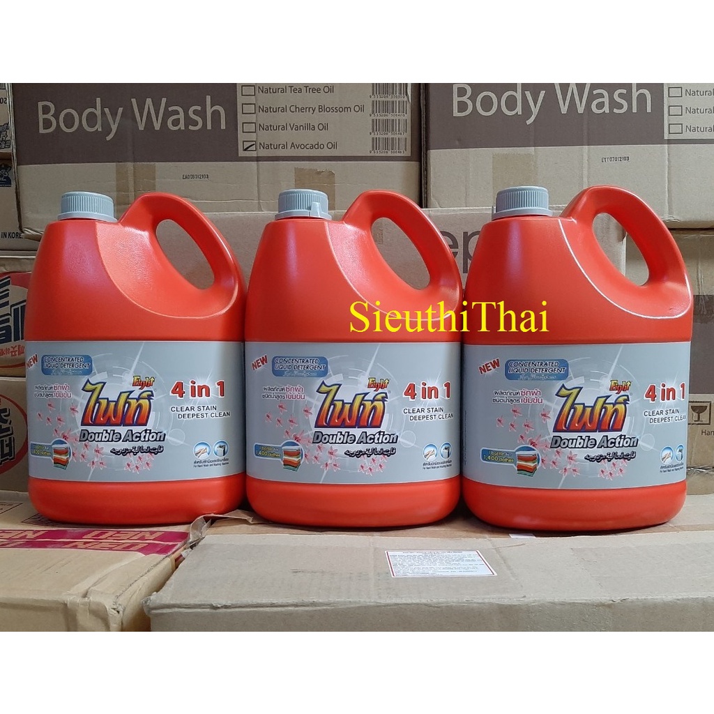 Nước giặt Fight 4in1 Thái Lan 3000ml Nắp màu Xám