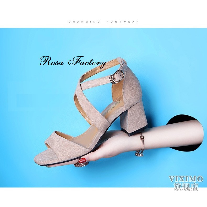 Giày cao gót sandal 7 phân quai bản chéo Rosa_Factory CG-0206