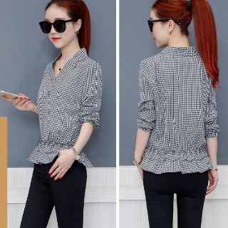 Áo sơ mi nữ bo lai cổ vest