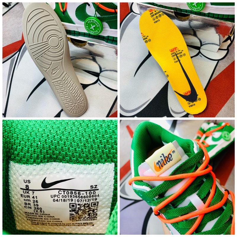 Giày thể thao sneaker SB Dunk Off White xanh lá độc lạ hàng SC