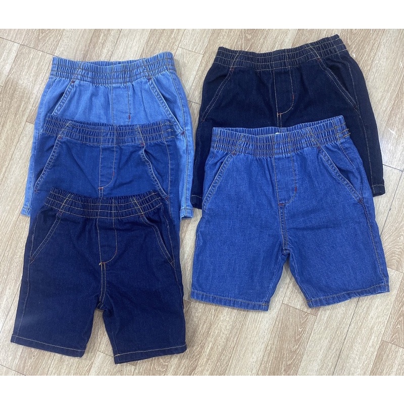 Quần short jean  bò lưng thun bé trai vnxk size 13-28ký