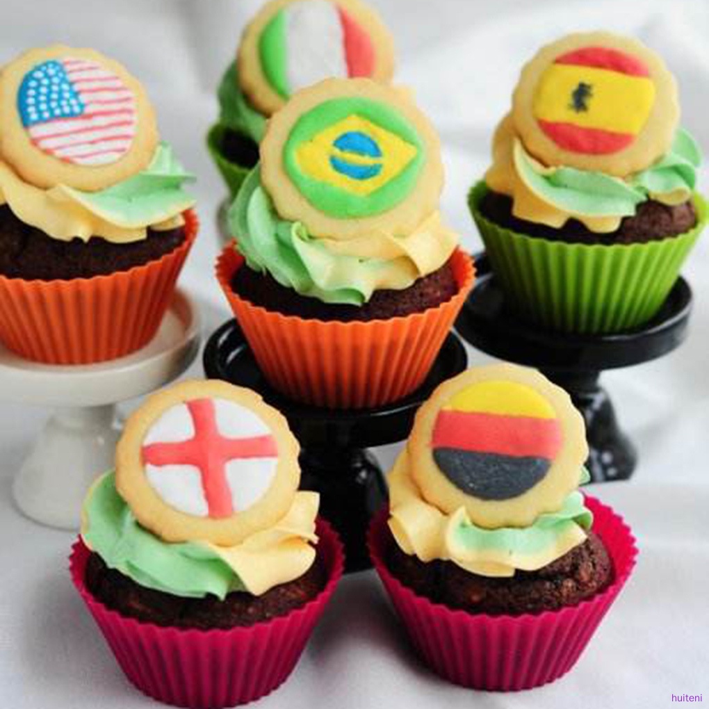 Set 8 Cốc Silicone Làm Bánh Cupcake Nhiều Màu Có Thể Tái Sử Dụng