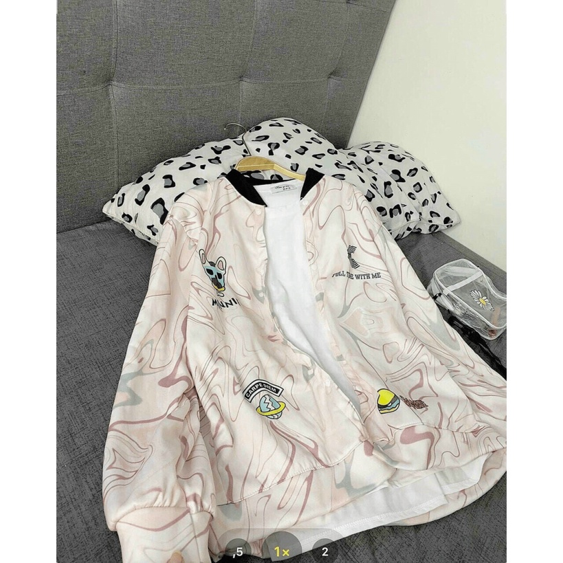 Áo Khoác Bomber Nỉ Loang, Áo Khoác Nữ Form Rộng Đi Học, Áo Khoác Hot Trend TP586 [NewUnisex]