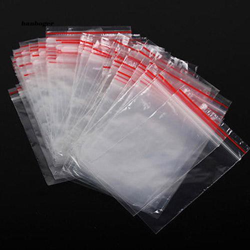 100 túi nhựa miết miệng khóa zip có thể tái sử dụng