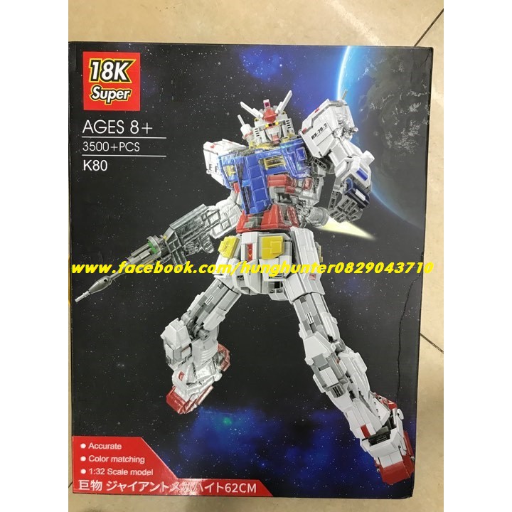 Bộ lắp ráp Lego Robot Mecha RX78-2 Gundam 18K Super K80 - Người máy Hesman - 3500 chi tiết