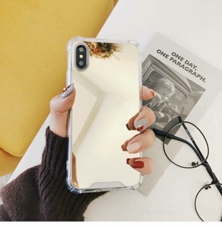 Ốp kính gương IPHONE viền trắng