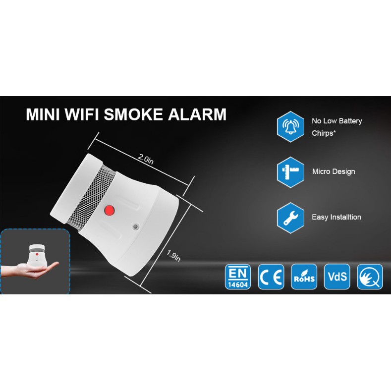 Đầu Cảm Biến Báo Khói Thuốc Báo Cháy Hỏa Hoạn Wifi Tuya W04 (Smart Life)