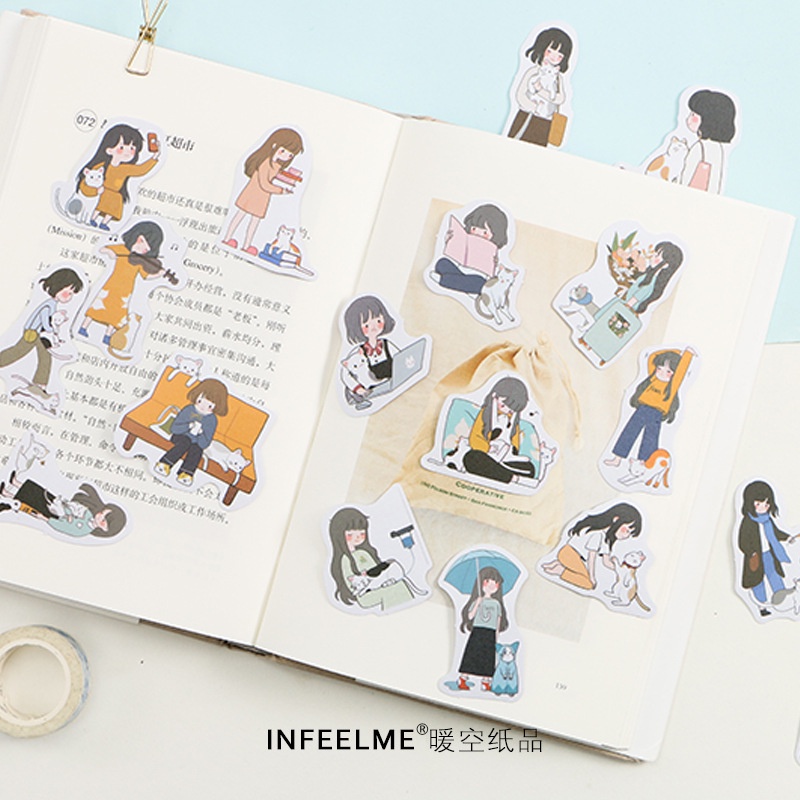 40 Miếng dán washi hình người dùng trang trí sổ tay