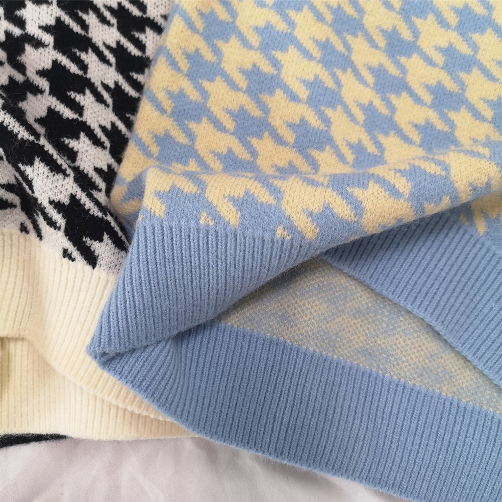 Áo len nữ không tay họa tiết caro thời trang | BigBuy360 - bigbuy360.vn