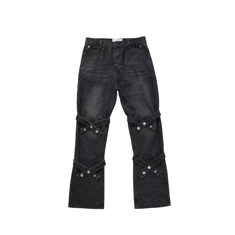 Quần Yếm denim Ống Rộng Phong Cách Đường Phố Cá Tính Cho Nam Nữ