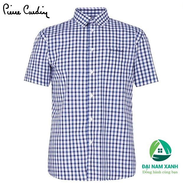 Áo sơ mi nam tay ngắn Pierre Cardin YD (màu Navy/Blue/White) - Hàng size châu Âu